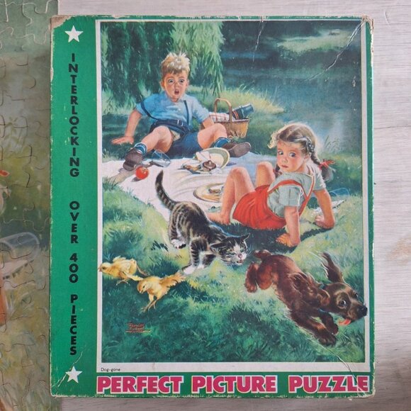 Dog Gone Perfect Picture Puzzle Vintage USA Made 400 Pieces No 29 W Old 20x16 In - Picture 10 of 10
